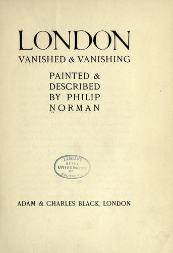Cover for London vanished and vanishing