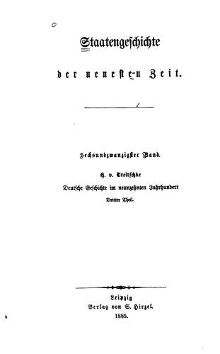 Cover for Deutsche Geschichte im neunzehnten Jahrhundert