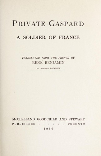 Cover for Private Gaspard, a soldier of France