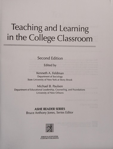 Cover for Teaching and learning in the college classroom