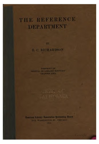 Cover for The reference department