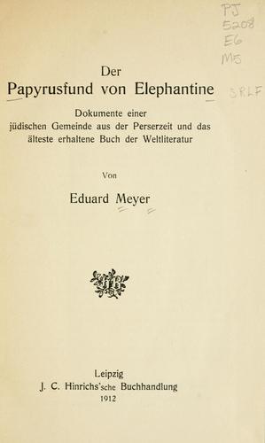 Cover for Der Papyrusfund von Elephantine