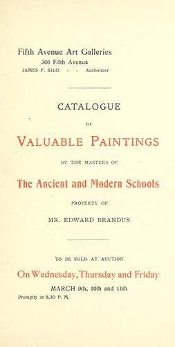 Cover for Catalogue of valuable paintings by the masters of the ancient and modern schools, property of Mr. Edward Brandus