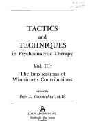 Cover for Tactics and techniques in psychoanalytic therapy.