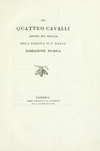 Cover for Dei quattro cavalli riposti sul pronao della Basilica di S. Marco