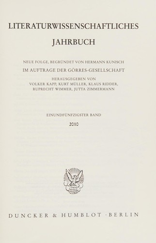 Cover for Literaturwissenschaftliches Jahrbuch