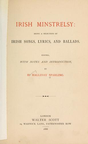 Cover for Irish minstrelsy.