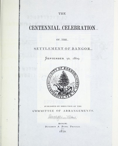 Cover for The centennial celebration of the settlement of Bangor