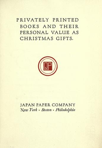 Cover for Privately printed books and their personal value as Christmas gifts.