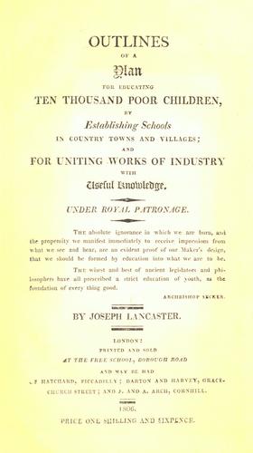 Cover for Outlines of a plan for educating ten thousand poor children, by establishing schools in country towns and villages