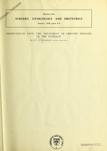 Cover for Observations upon the treatment of chronic diseases of the stomach