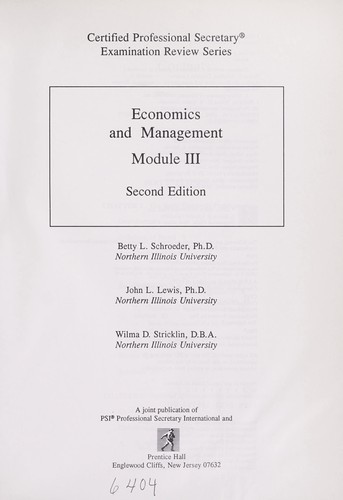Cover for Economics and management, module III