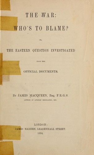 Cover for The war: Who's to blame?
