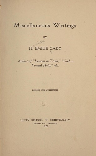 Cover for Miscellaneous writings