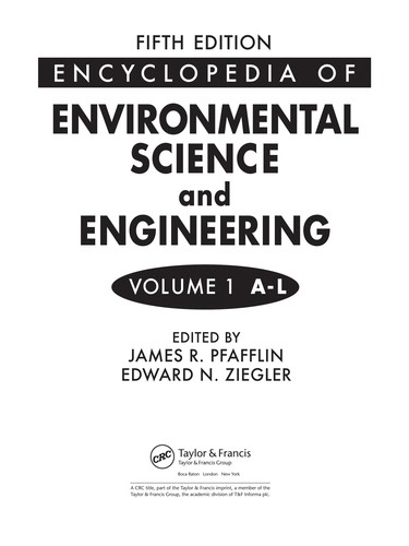 Cover for Encyclopedia of environmental science and engineering
