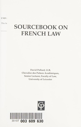 Cover for Sourcebook on French law