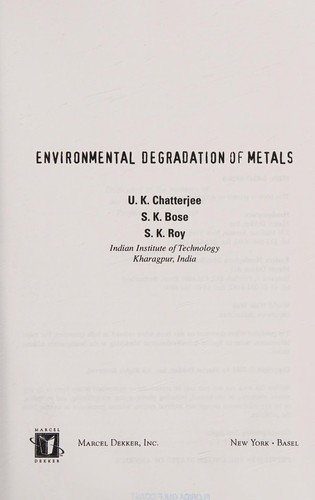 Cover for Environmental degradation of metals