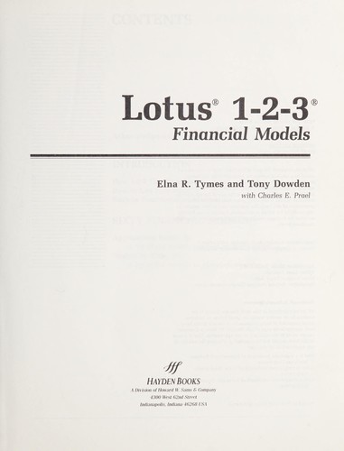 Cover for Lotus 1-2-3 financial models