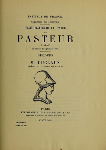 Cover for Inauguration de la statue de Pasteur à Alais, le samedi 26 septembre 1896