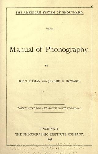 Cover for The manual of phonography.