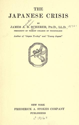 Cover for The Japanese crisis