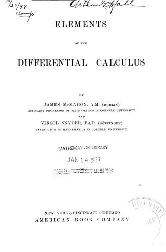 Cover for Elements of the differential calculus