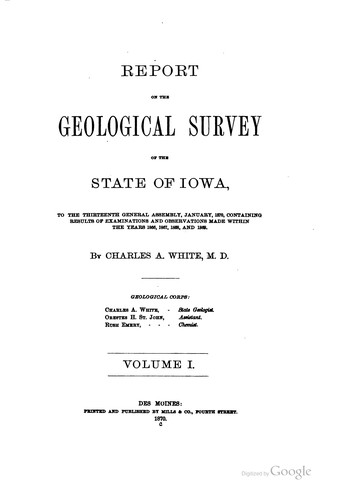Cover for Report on the Geological Survey of the State of Iowa