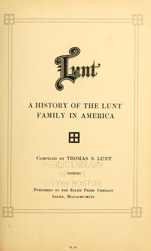 Cover for Lunt