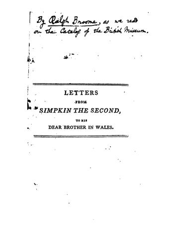 Cover for Letters from Simpkin the second to his ... brother ... containing an humble description of the ...
