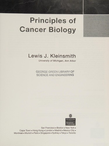 Cover for Principles of Cancer Biology
