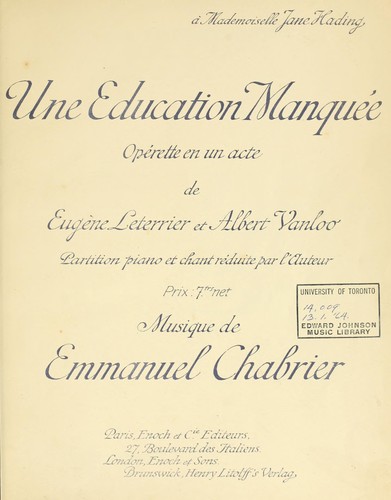 Cover for Une éducation manquée