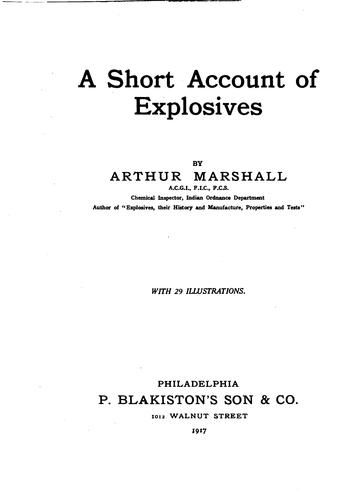 Cover for A Short Account of Explosives