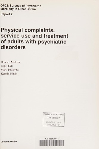 Cover for Psychiatric Morbidity Report 2 (OPCS Surveys of Psychiatric Morbidity in Great Britain)
