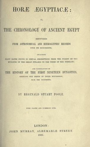 Cover for Horæ ægyptacæ: or, The chronology of ancient Egypt