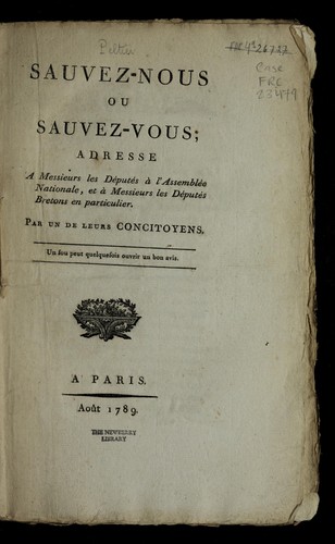 Cover for Sauvez-nous ou sauvez-vous