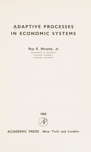 Cover for Adaptive processes in economic systems