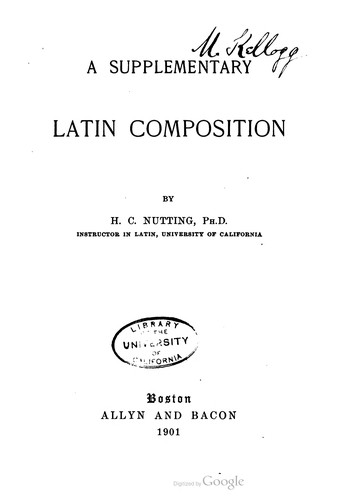 Cover for A supplementary Latin composition