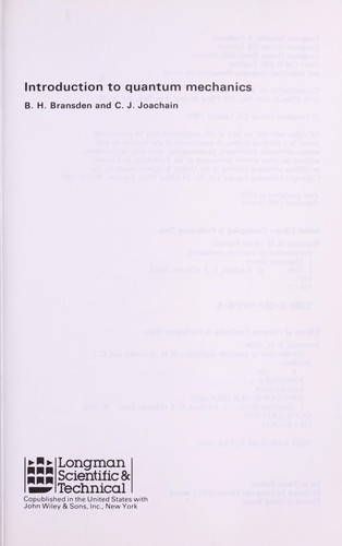 Cover for Introduction to quantum mechanics