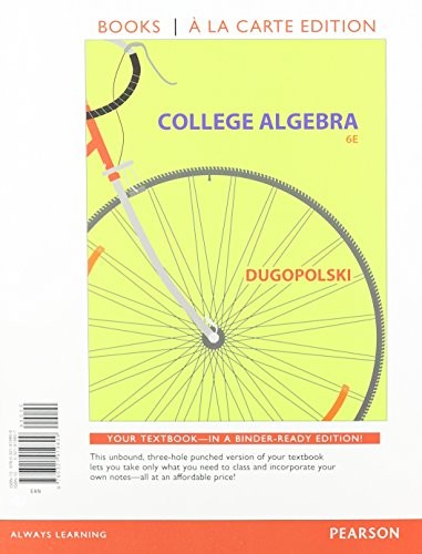 Cover for College Algebra, Books a la Carte Edition