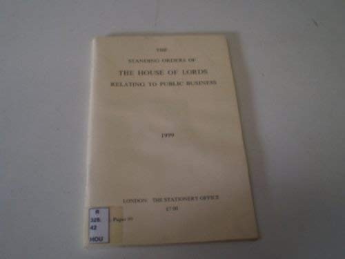 Cover for The standing orders of the House of Lords relating to public business.