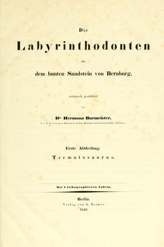 Cover for Die Labyrinthodonten aus dem bunten Sandstein von Bernburg