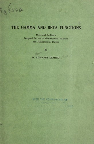 Cover for The gamma and beta functions