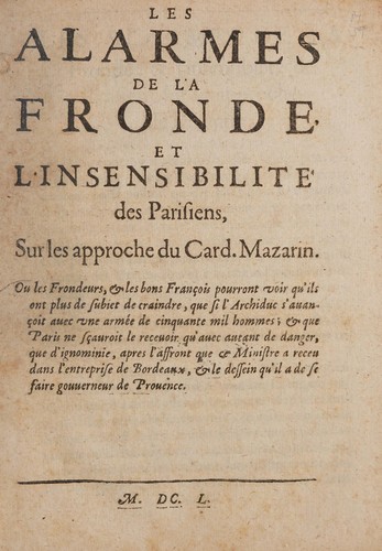 Cover for Les alarmes de la Fronde