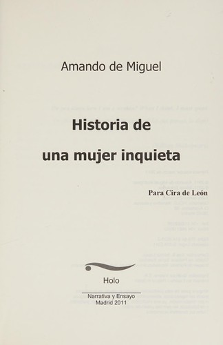Cover for Historia de una mujer inquieta