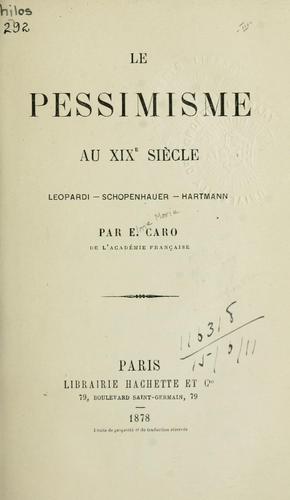 Cover for Le pessimisme au XIXe siecle -
