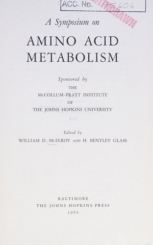 Cover for A Symposium on Amino Acid Metabolism.
