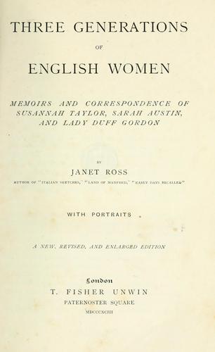 Cover for Three generations of English women