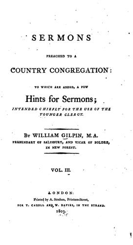 Cover for Sermons Preached to a Country Congregation: To which is Added, A Few Hints for Sermons ...