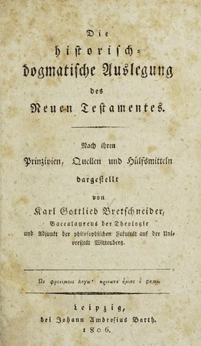 Cover for Die historisch-dogmatische Auslegung des Neuen Testamentes