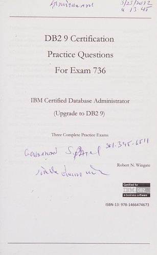 Cover for DB2 9 Certification Practice Questions for Exam 736